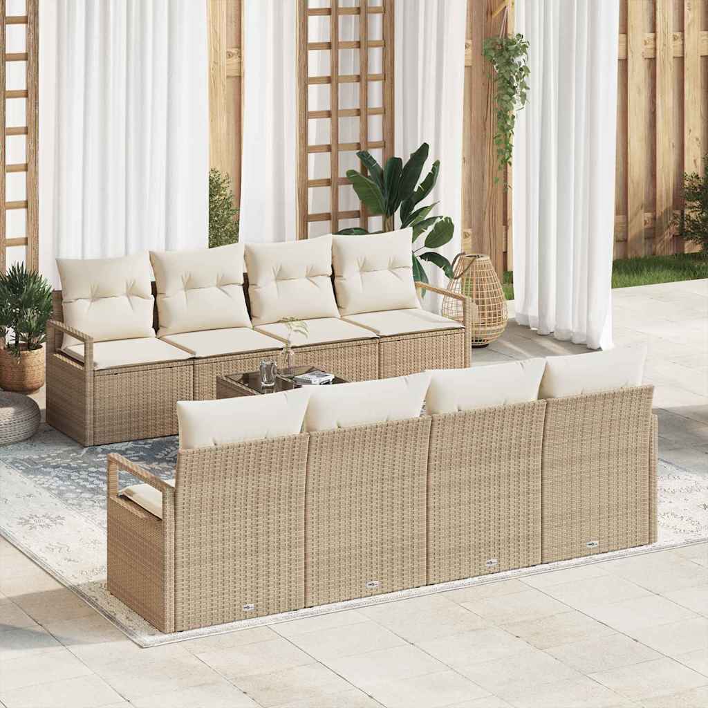 Conjunto de sofás de jardín con cojín 5 pcs Beige y Gris Claro
