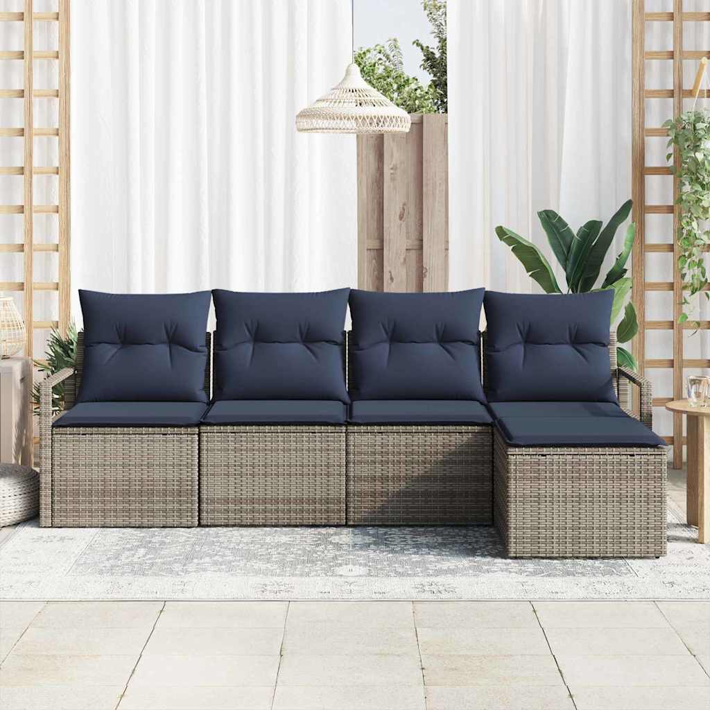 Conjunto de sofás de jardín 14 pcs Beige ratán sintético