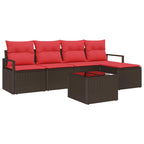 Juego de Sofá con cojín 6 pcs Marrón ratán sintético