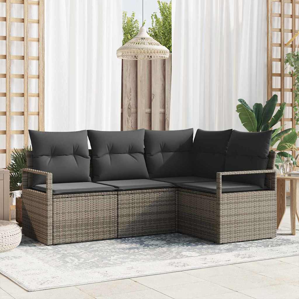 Conjunto de sofá de jardín 7 pcs Marrón ratán sintético