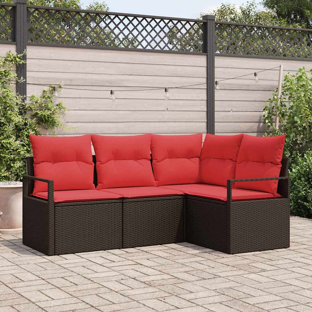 Conjunto de sofás de jardín con cojín 8 pcs Negro Poliratán