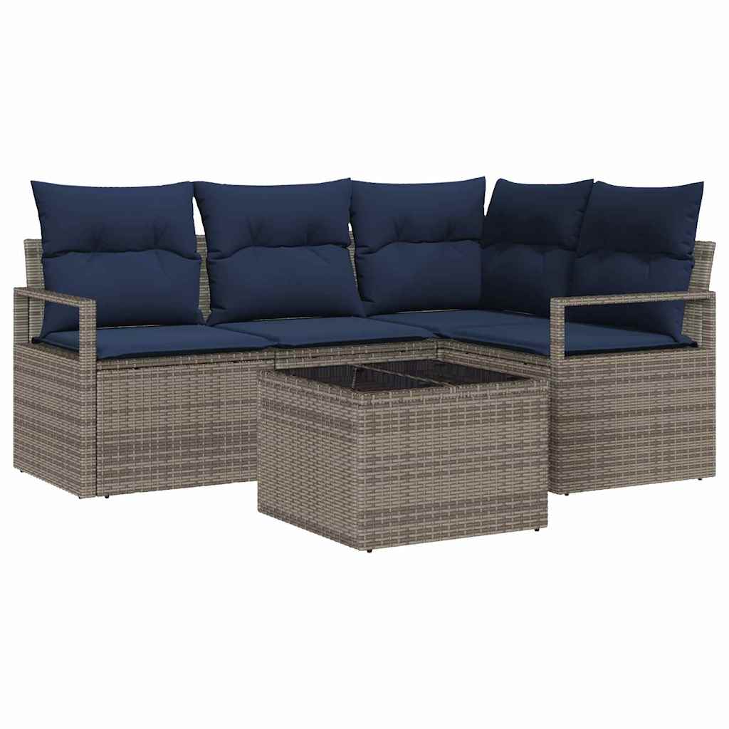 Conjunto de sofás de jardín con cojín 8 pcs Negro Poliratán