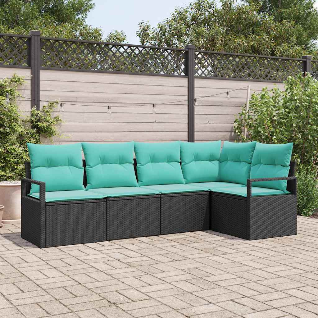 Conjunto de Sofá 5 peças Cinzento vime sintético