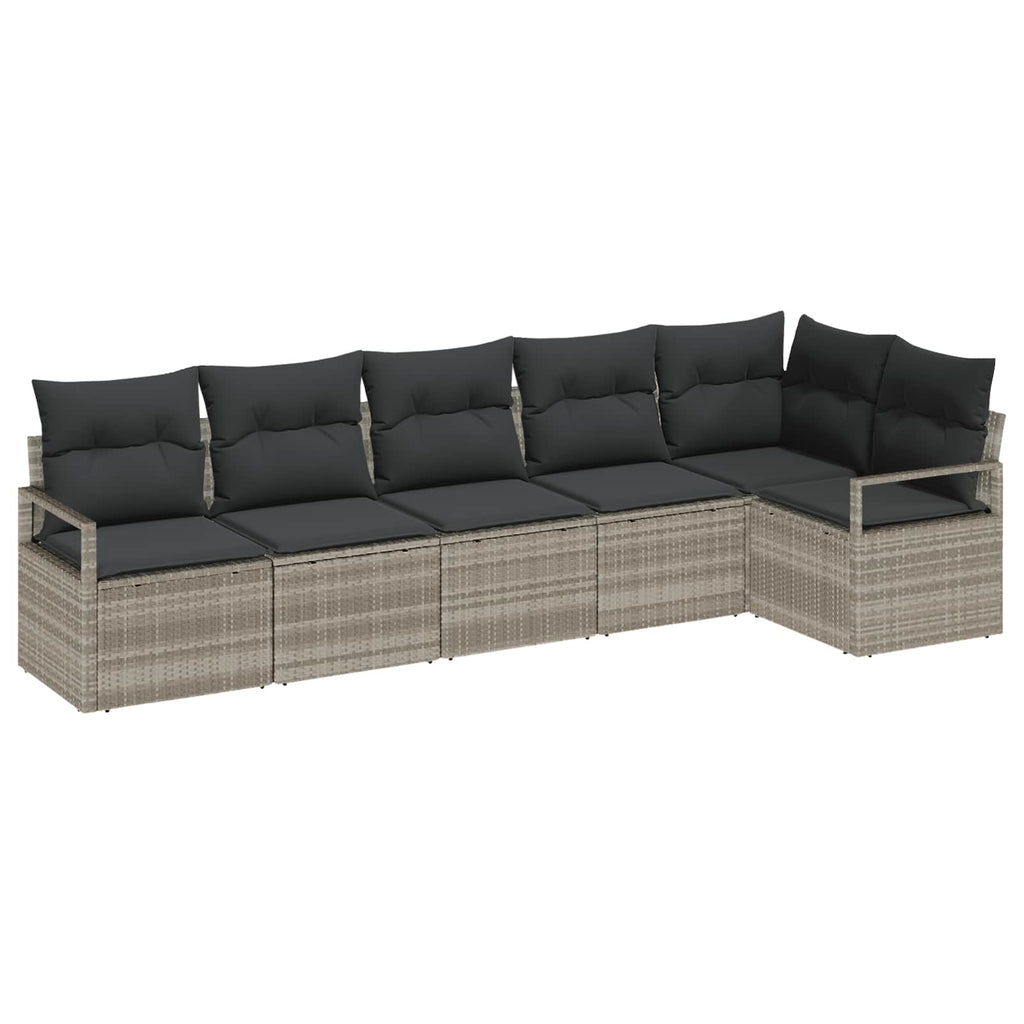 Juego de Sofá 6 pcs Gris Claro ratán sintético