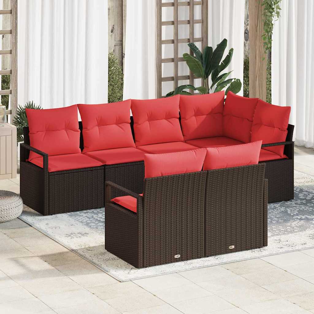 Conjunto de Sofá 7 Peças Cinzento Rattan Sintético
