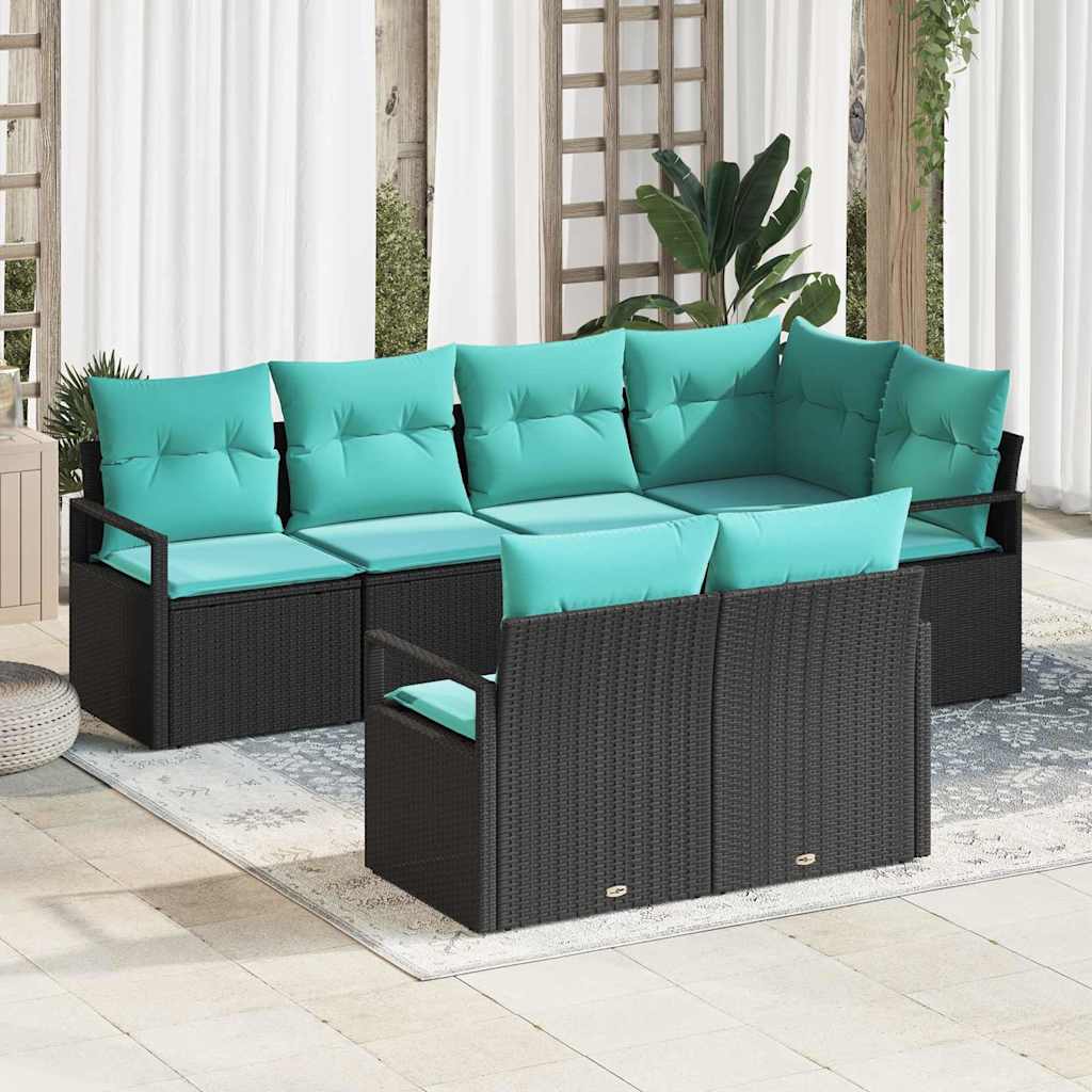 Conjunto de Sofá 7 Peças Cinzento Rattan Sintético