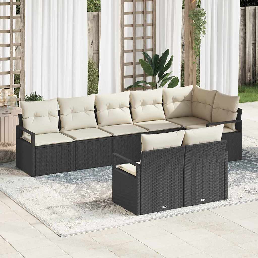 Conjunto de sofás de jardín con cojín 6 pcs Negro Acero