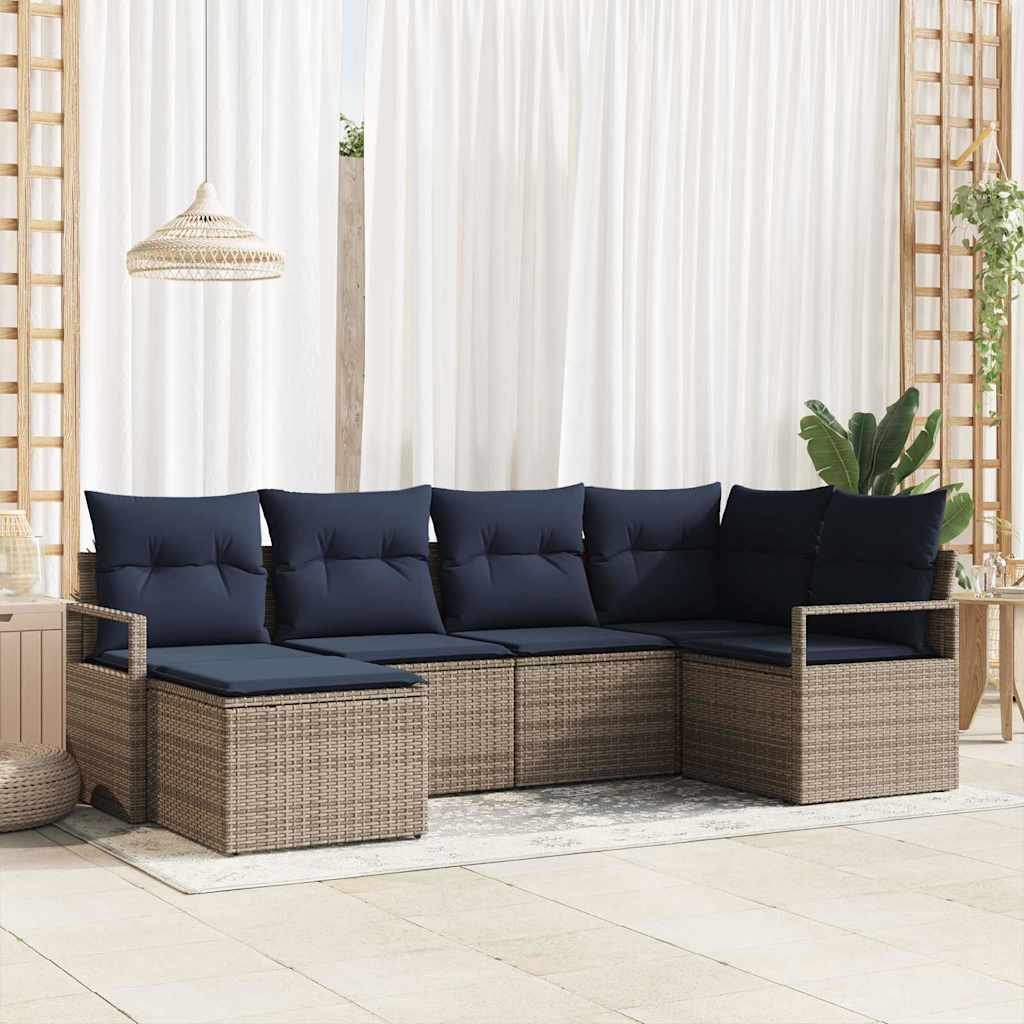 Conjunto de sofás de jardim com almofada 7 pcs Preto Alumínio