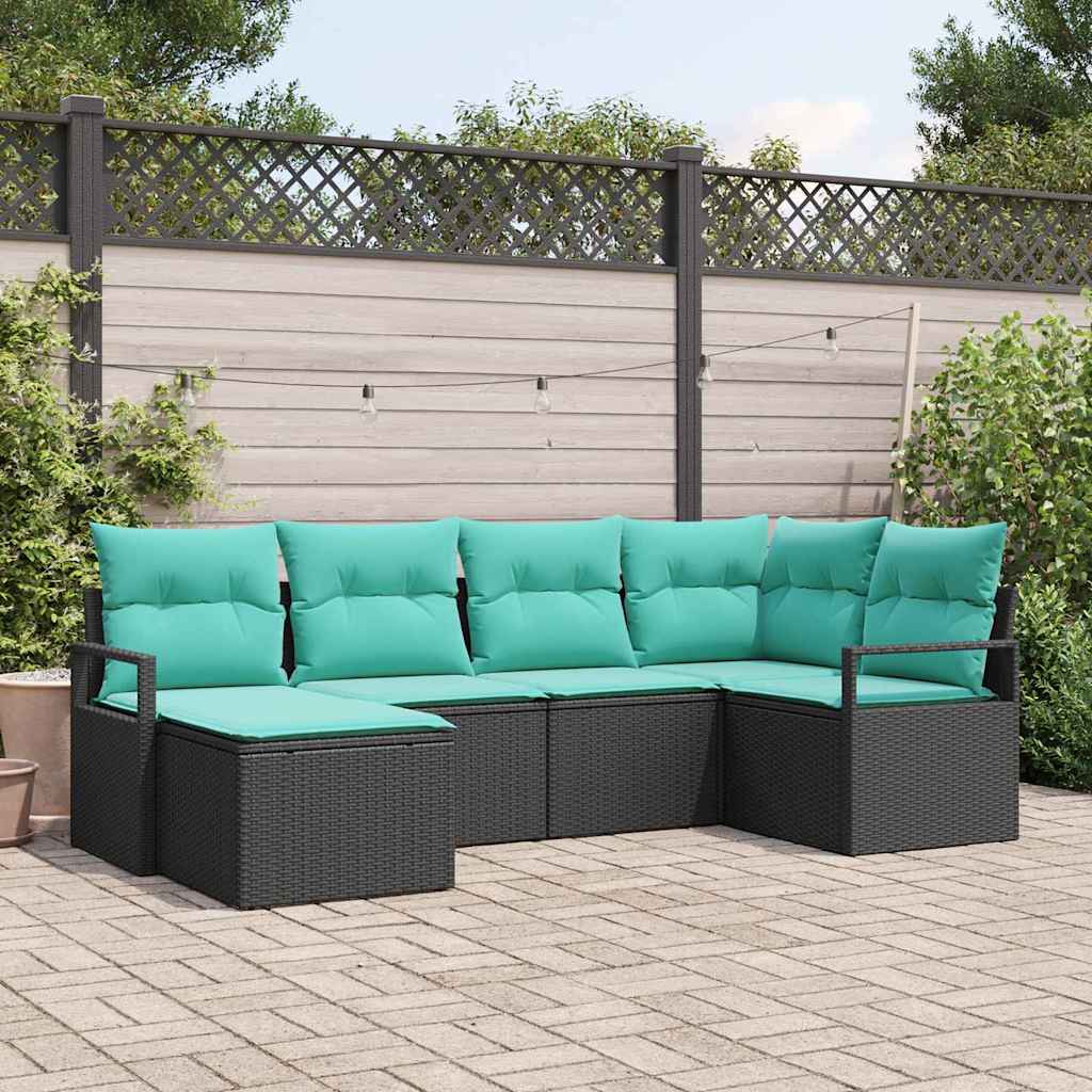 Conjunto de sofás de jardim com almofada 7 pcs Preto Alumínio