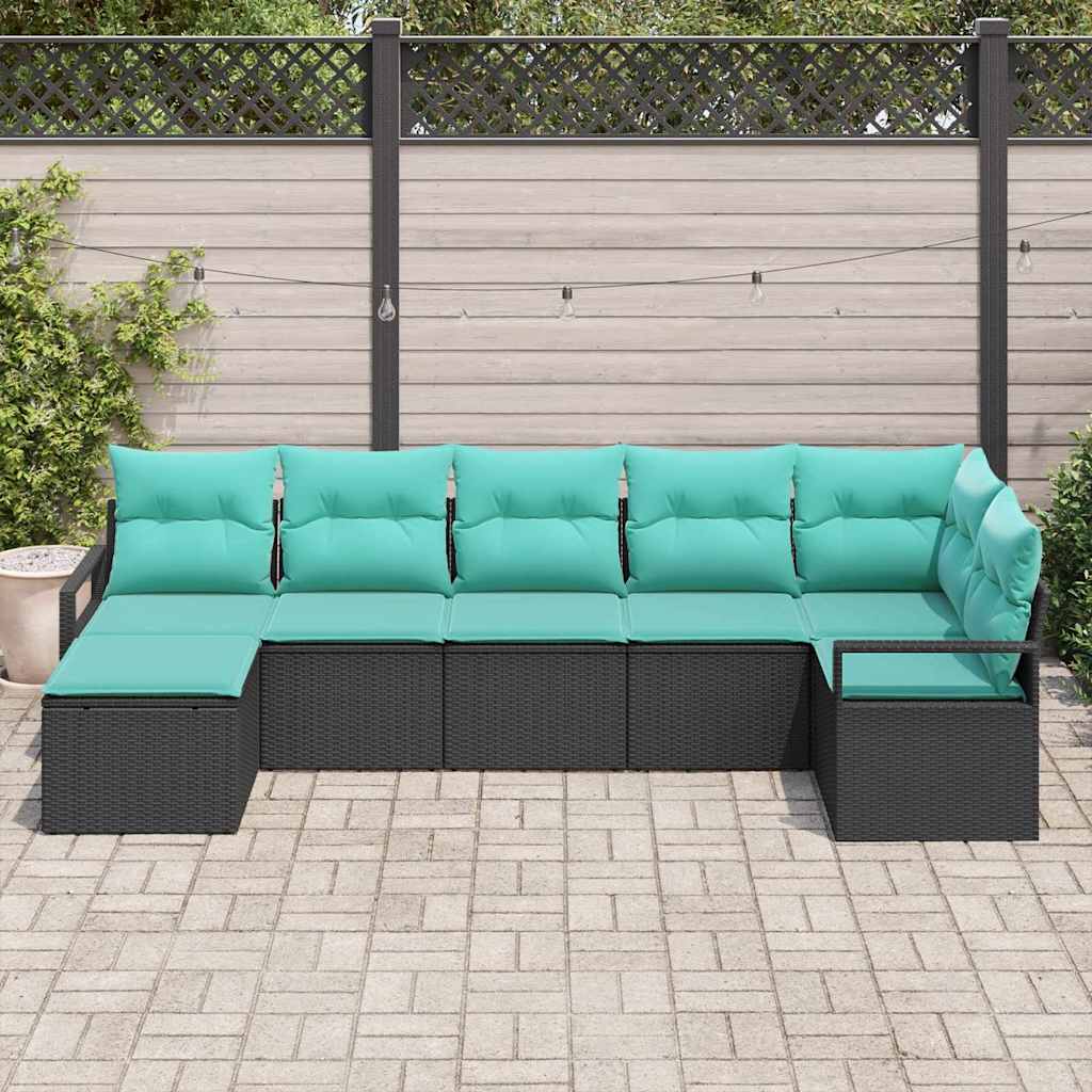 Conjunto de sofás de jardín 7 pcs Beige ratán sintético