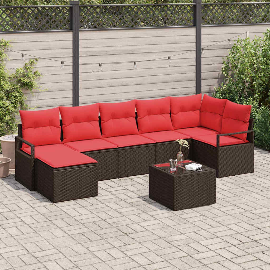Conjunto de sofás de jardín 7 pcs Beige ratán sintético