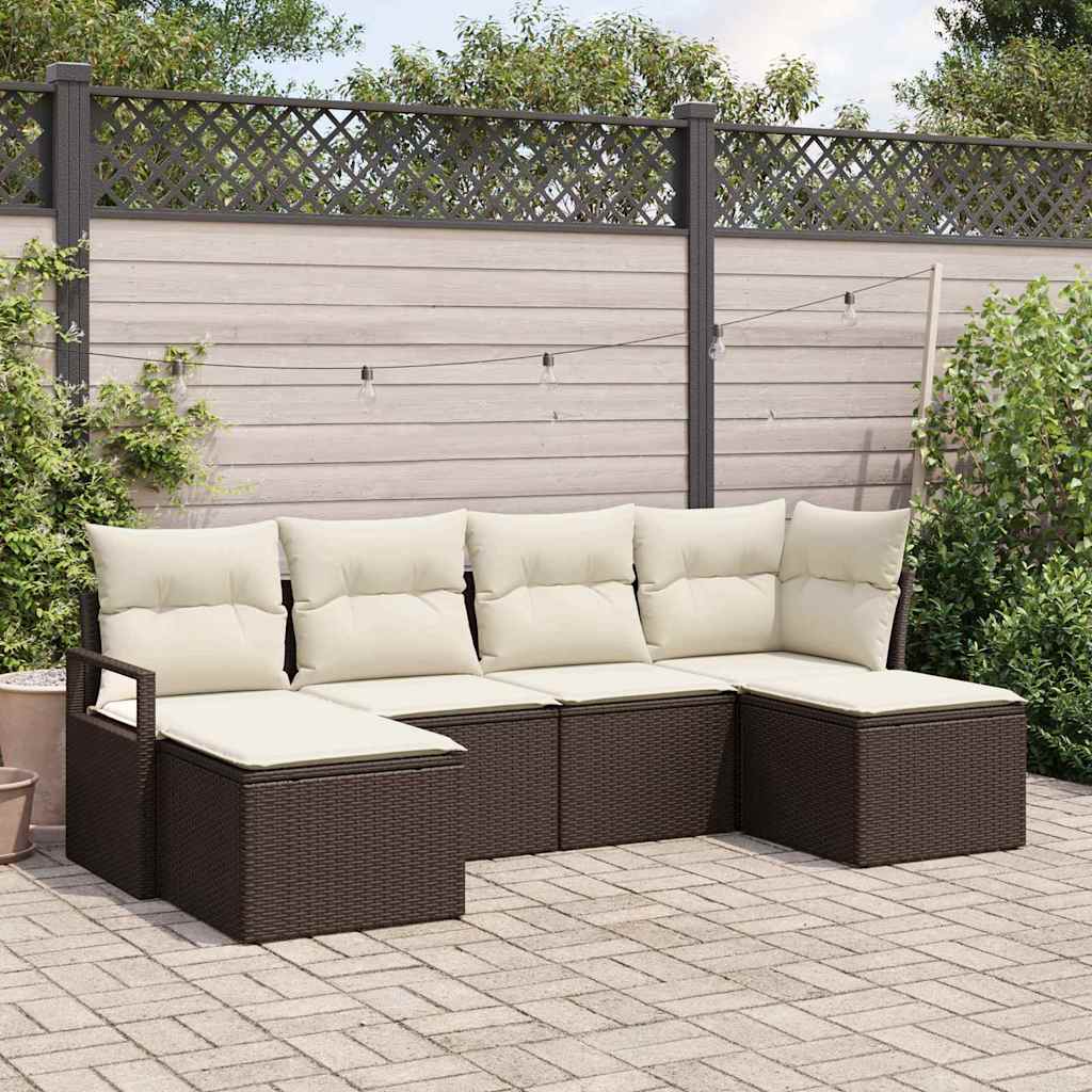 Conjunto de Sofá 6 pcs Bege vime sintético