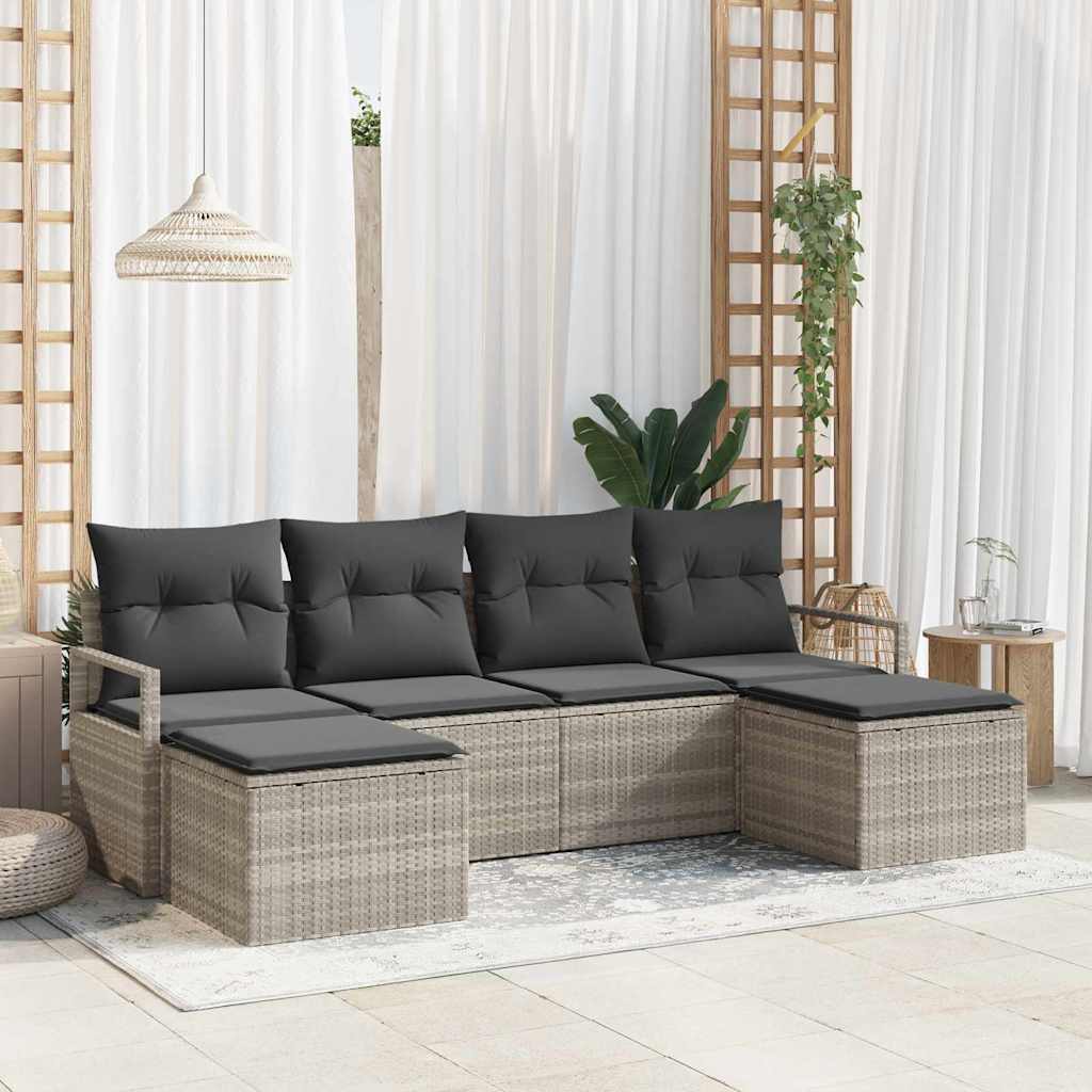 Conjunto de Sofá 6 pcs Bege vime sintético