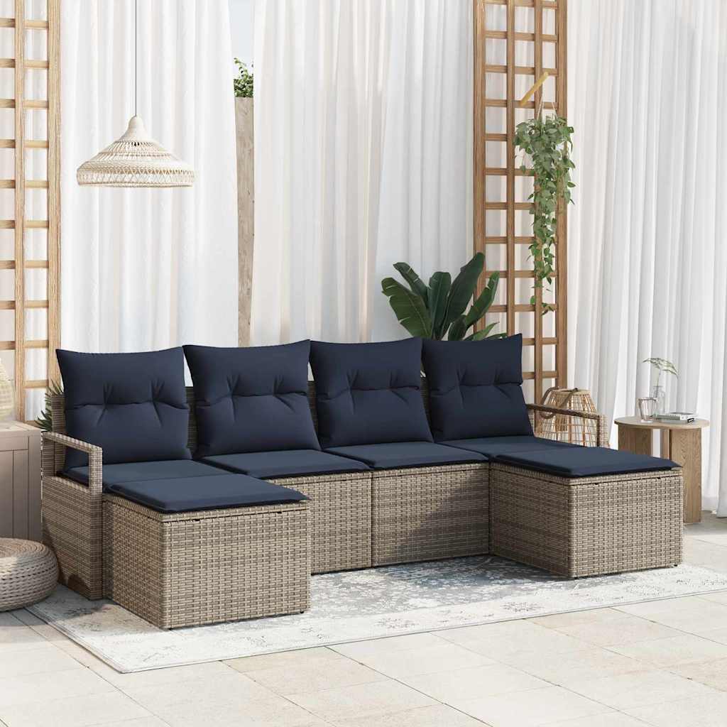 Conjunto de sofás de jardín 4 pcs Negro Metal