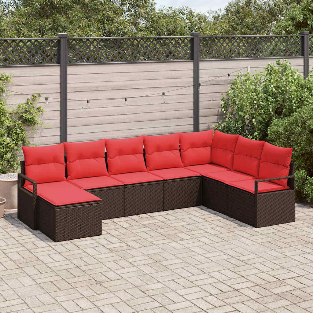 Conjunto de Sofá de 8 Peças com Almofadas Rattan Sintético Cinzento