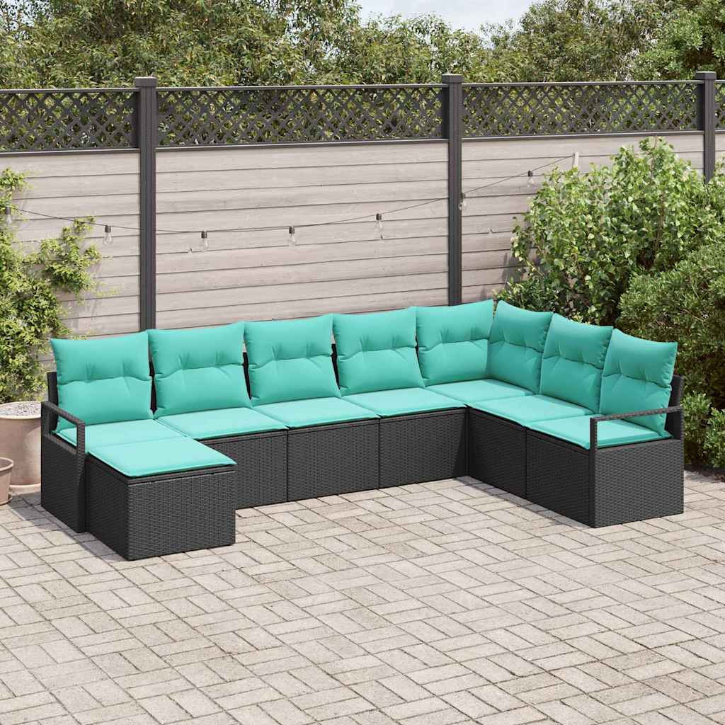 Conjunto de Sofá de 8 Peças com Almofadas Rattan Sintético Cinzento