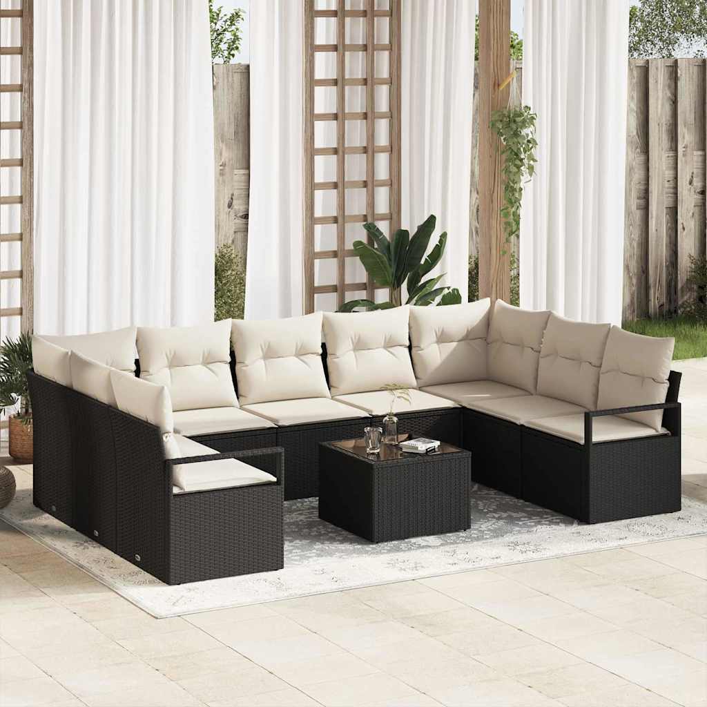 Conjunto de sofás de jardín 7 pcs Beige ratán sintético