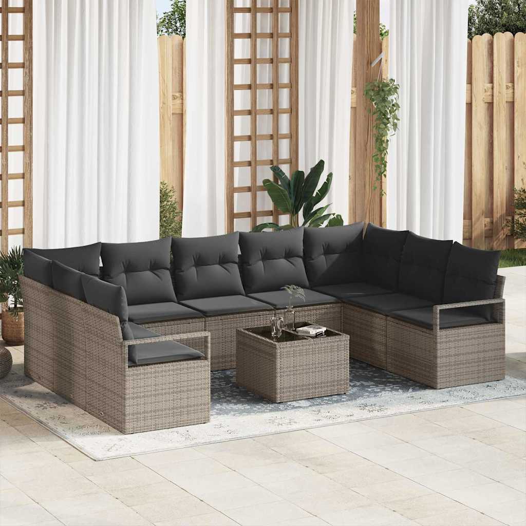 Conjunto de sofás de jardín 7 pcs Beige ratán sintético