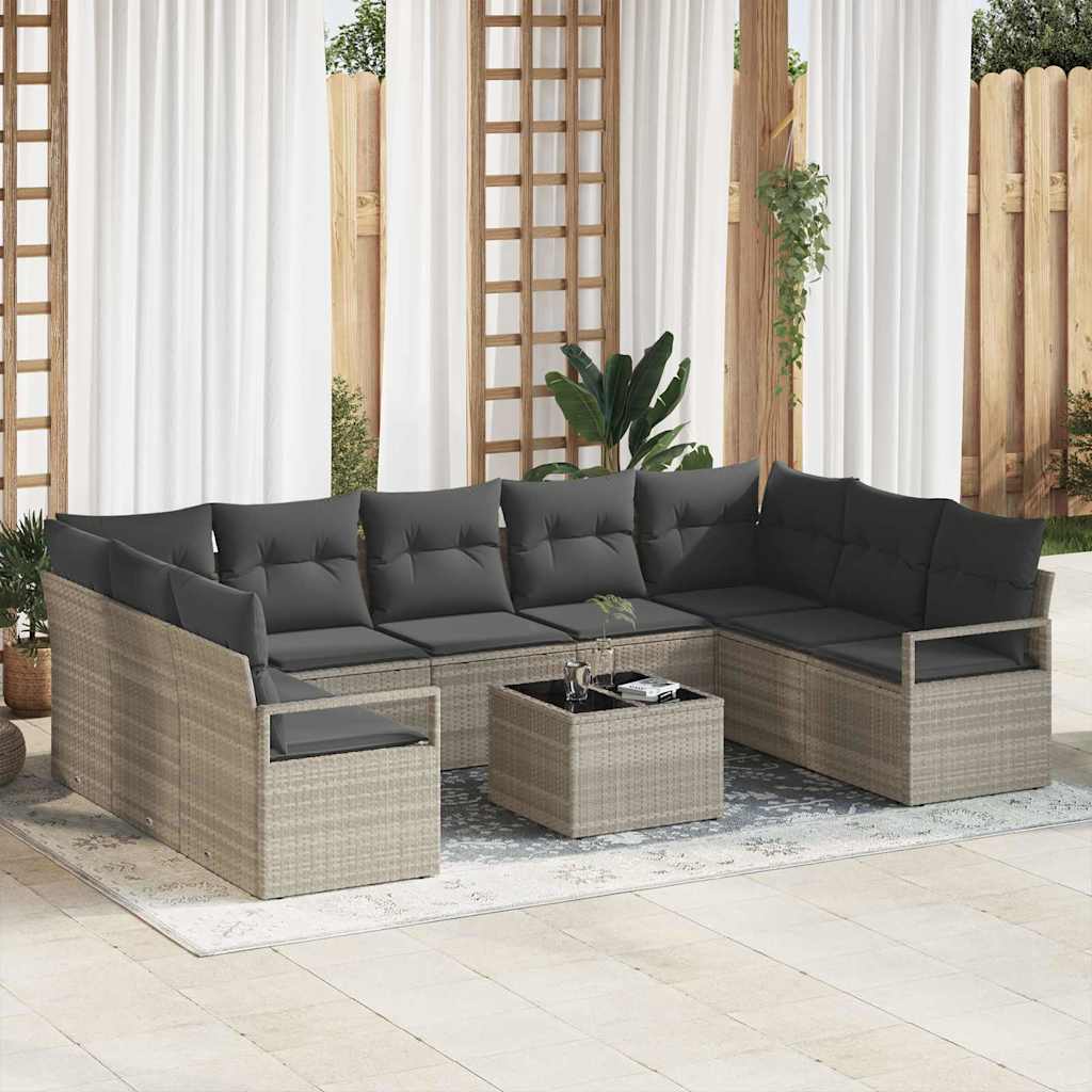 Conjunto de sofás de jardín 7 pcs Beige ratán sintético