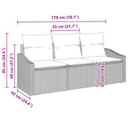 Juego de Sofá con cojín 3 pcs Beige ratán sintético