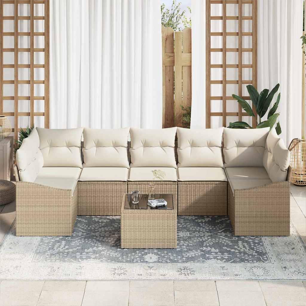 Juego de Sofá Beige y Crema 55 x 55 x 37 cm ratán sintético