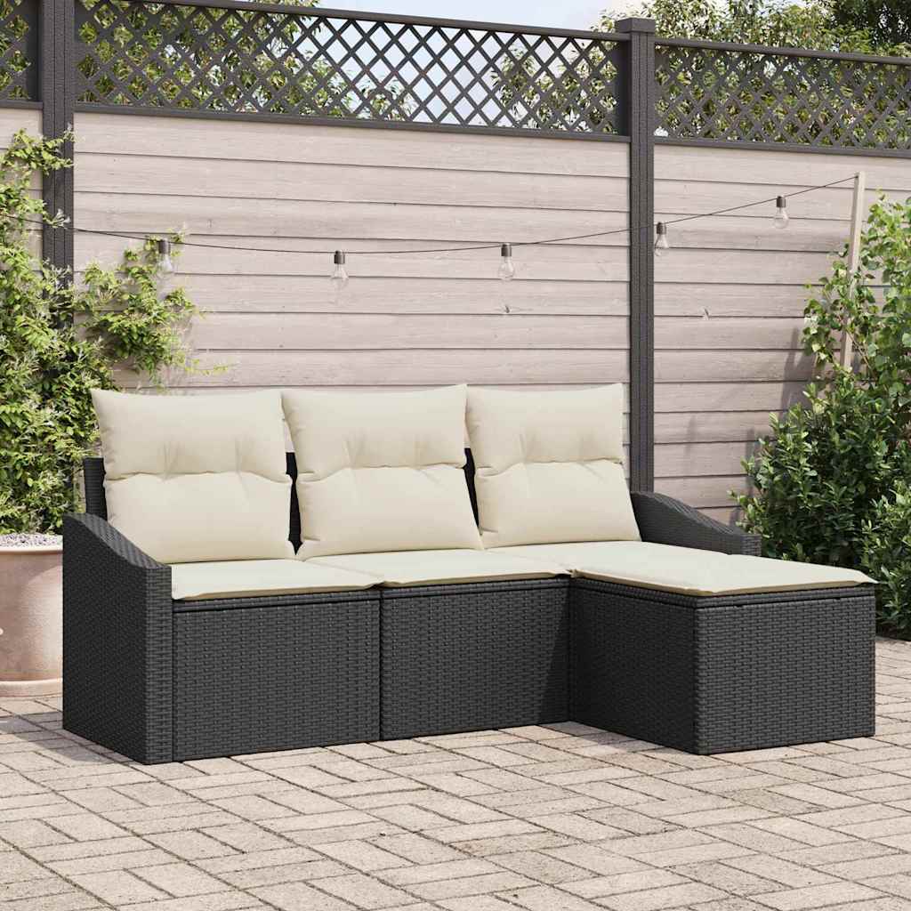Conjunto de sofás de jardín 7 pcs Beige ratán sintético