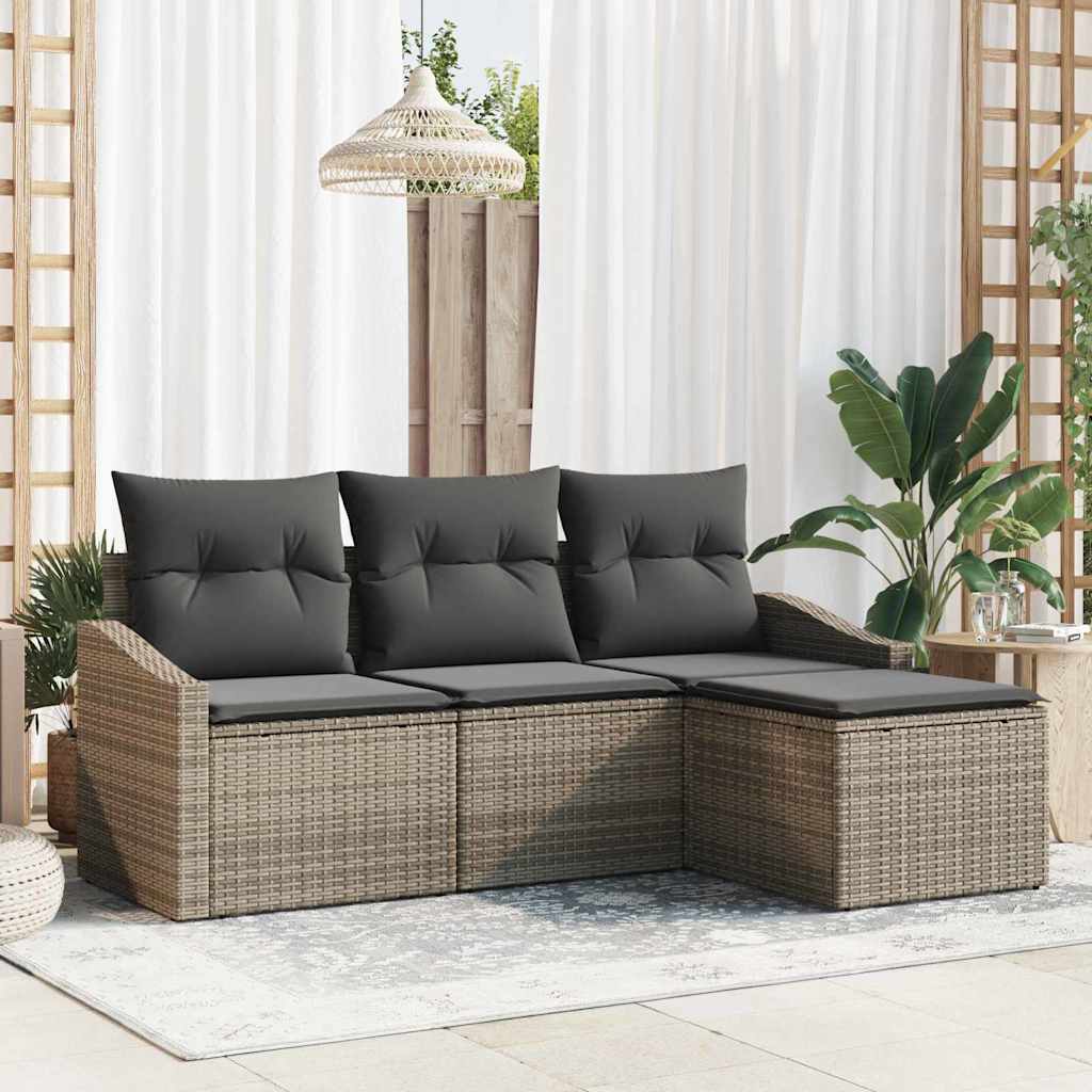 Conjunto de sofás de jardín 7 pcs Beige ratán sintético