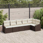 Conjunto de Sofás de jardim com almofadas 6 pcs Bege vime sintético