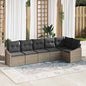 Conjunto de Sofás de jardim com almofadas 6 pcs Bege vime sintético