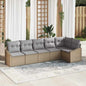 Conjunto de Sofás de jardim com almofadas 6 pcs Bege vime sintético