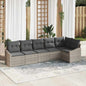 Conjunto de Sofás de jardim com almofadas 6 pcs Bege vime sintético