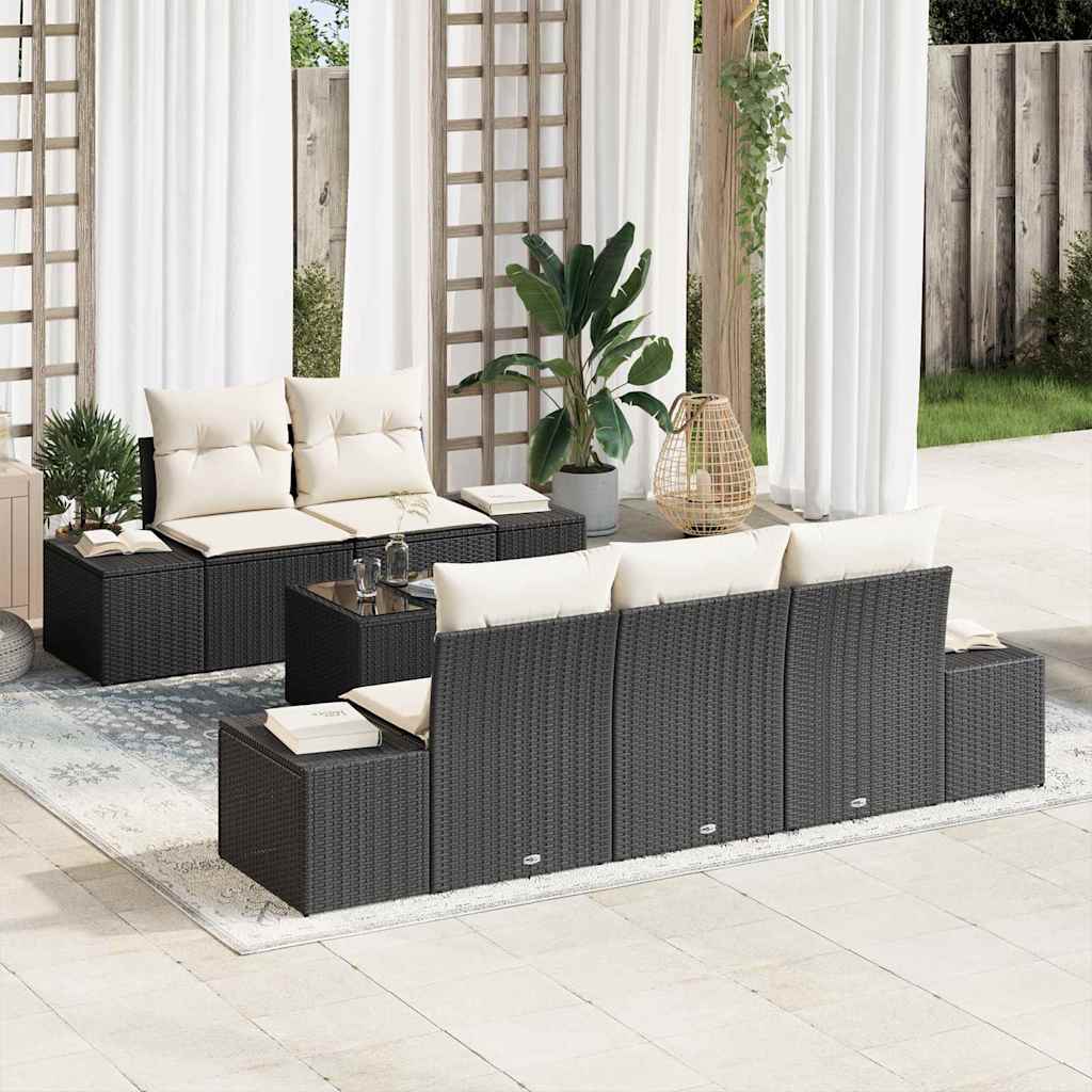 Conjunto de sofá de jardín con cojín 6 pcs Gris ratán sintético