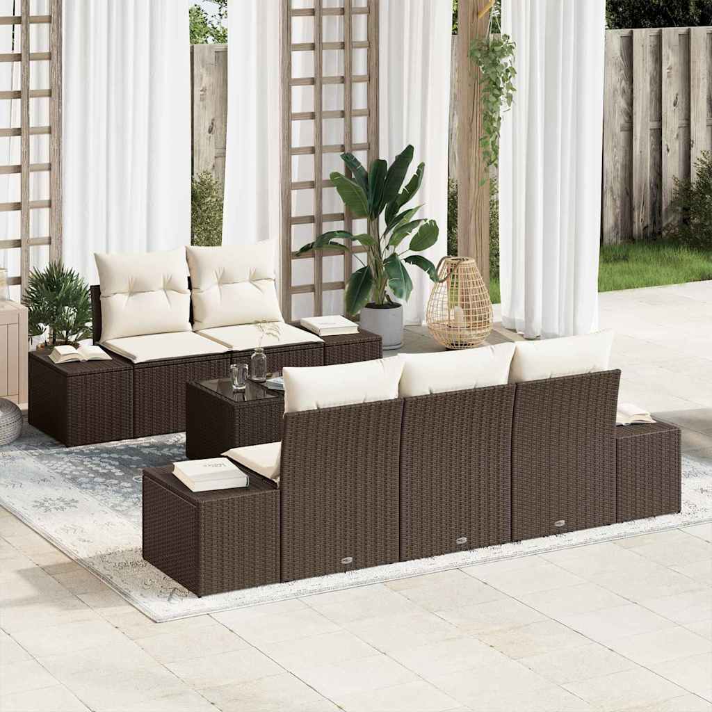 Conjunto de sofá de jardín con cojín 6 pcs Gris ratán sintético