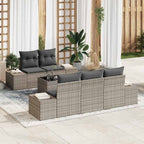 Conjunto de sofá de jardín con cojín 6 pcs Gris ratán sintético