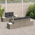 Conjunto de sofá de jardín con cojín 6 pcs Gris ratán sintético