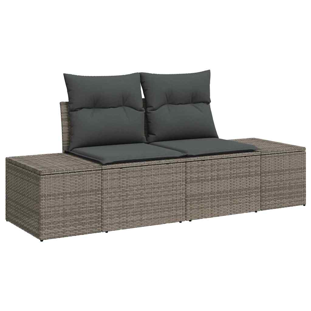Conjunto de sofá de jardín con cojín 6 pcs Gris ratán sintético