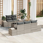 Conjunto de sofá de jardín 6 pcs Gris Claro ratán sintético