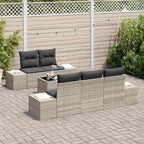 Conjunto de sofá de jardín 6 pcs Gris Claro ratán sintético