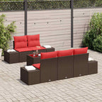 Conjunto de sofá de jardín 6 pcs Marrón ratán sintético