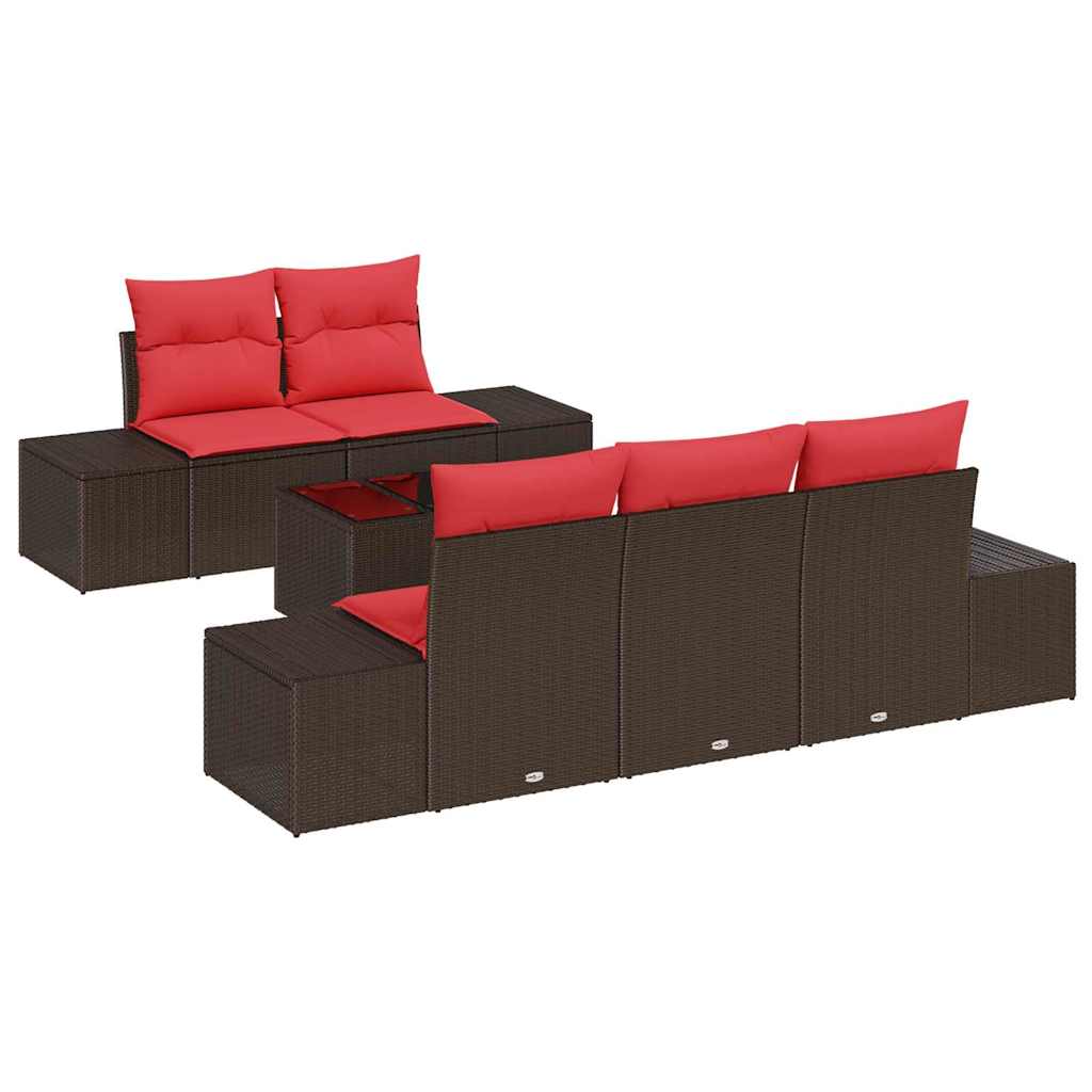 Conjunto de sofá de jardín 6 pcs Marrón ratán sintético