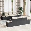 Conjunto de sofá de jardín 7 pcs Negro ratán sintético