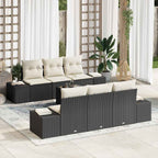 Conjunto de sofá de jardín 7 pcs Negro ratán sintético