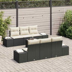 Conjunto de sofá de jardín 7 pcs Negro ratán sintético