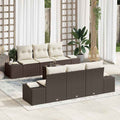 Conjunto de sofá de jardín 7 pcs Marrón ratán sintético
