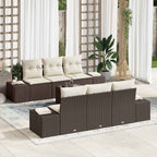 Conjunto de sofá de jardín 7 pcs Marrón ratán sintético