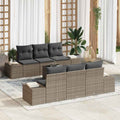 Conjunto de sofá de jardín con cojín 7 pcs Gris ratán sintético