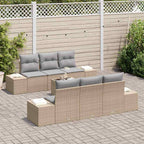 Conjunto de sofá de jardín 7 pcs Beige ratán sintético