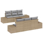 Conjunto de sofá de jardín 7 pcs Beige ratán sintético
