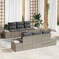 Conjunto de sofá de jardín 7 pcs Gris Claro ratán sintético