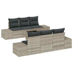 Conjunto de sofá de jardín 7 pcs Gris Claro ratán sintético